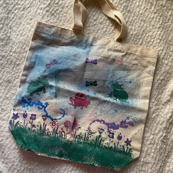 Bags Upcycled Frog Stencil Fabric Paint Tote Bag Poshmark